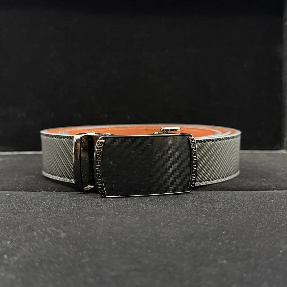 Chaoren Men Ratchet Belt Adjustable Trim To Fit Grey Carbon Fiber Buckle Golf